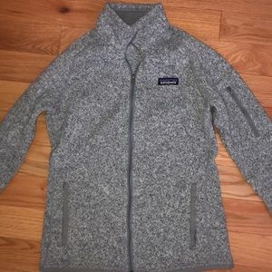 gray patagonia full zip fleece jacket